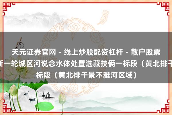 天元证券官网 - 线上炒股配资杠杆 - 散户股票杠杆怎么配资 新一轮城区河说念水体处置选藏技俩一标段（黄北排干景不雅河区域）
