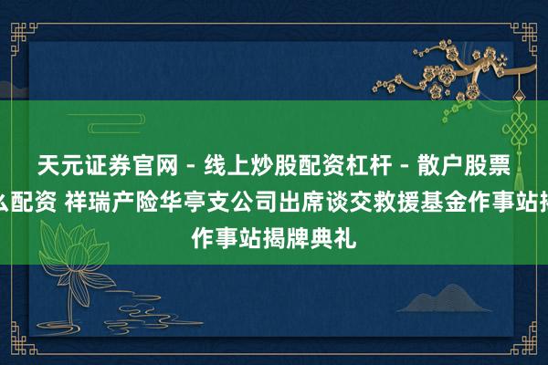 天元证券官网 - 线上炒股配资杠杆 - 散户股票杠杆怎么配资 祥瑞产险华亭支公司出席谈交救援基金作事站揭牌典礼