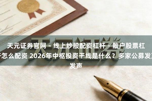 天元证券官网 - 线上炒股配资杠杆 - 散户股票杠杆怎么配资 2026年中枢投资干线是什么？多家公募发声