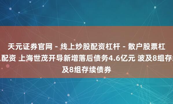 天元证券官网 - 线上炒股配资杠杆 - 散户股票杠杆怎么配资 上海世茂开导新增落后债务4.6亿元 波及8组存续债券