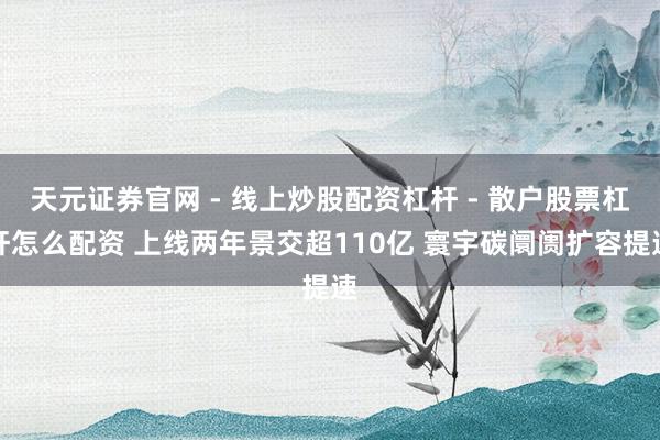 天元证券官网 - 线上炒股配资杠杆 - 散户股票杠杆怎么配资 上线两年景交超110亿 寰宇碳阛阓扩容提速